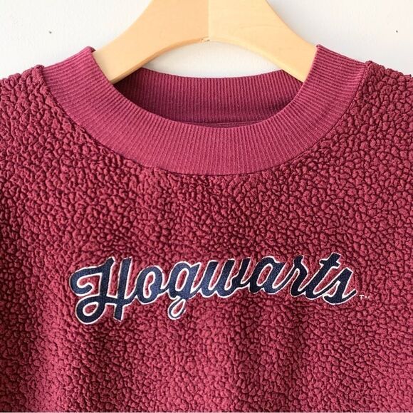 Harry Potter Hogwarts Embroidered Maroon Fleece Pullover - Picture 2 of 6